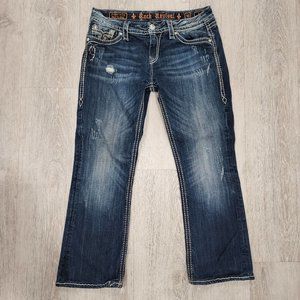 Rock Revival Women's Kai Easy Boot Low Rise Thick Stitch Jeans Size 30